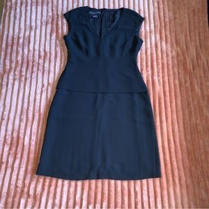 Vtg Jones New York Classic Black Sleeveless Dress w/Peplum Waist Women’s 12